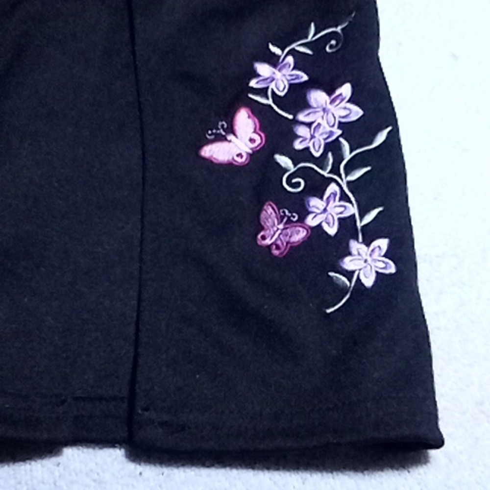Derek Heart Medium Womans Black Skirt Pink & Purple Floral/Butterfly Embroidery - Picture 2 of 9